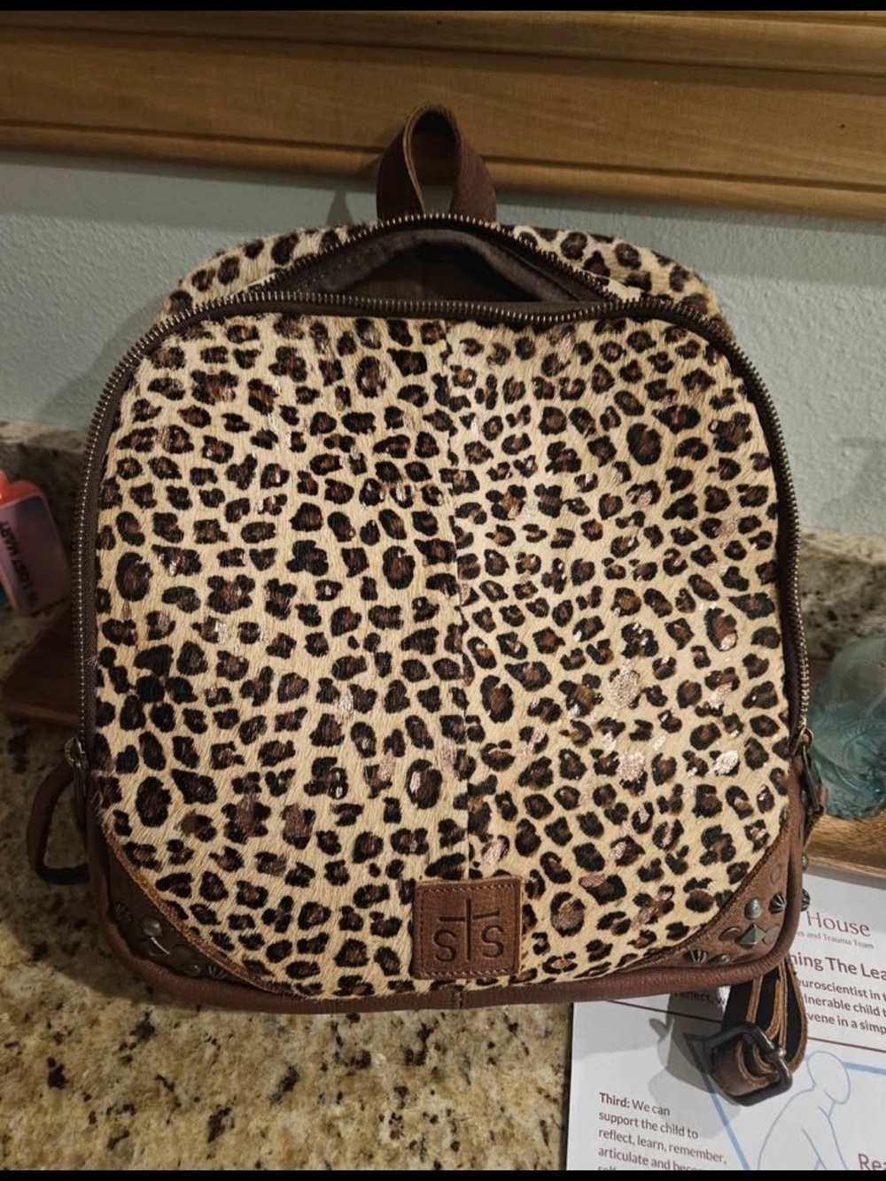 Hair On Hide Leopard Print Mini CONCEAL TO CARRY Backpack in Brown